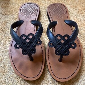 DVF Women's Black and Tan Sandals size 6